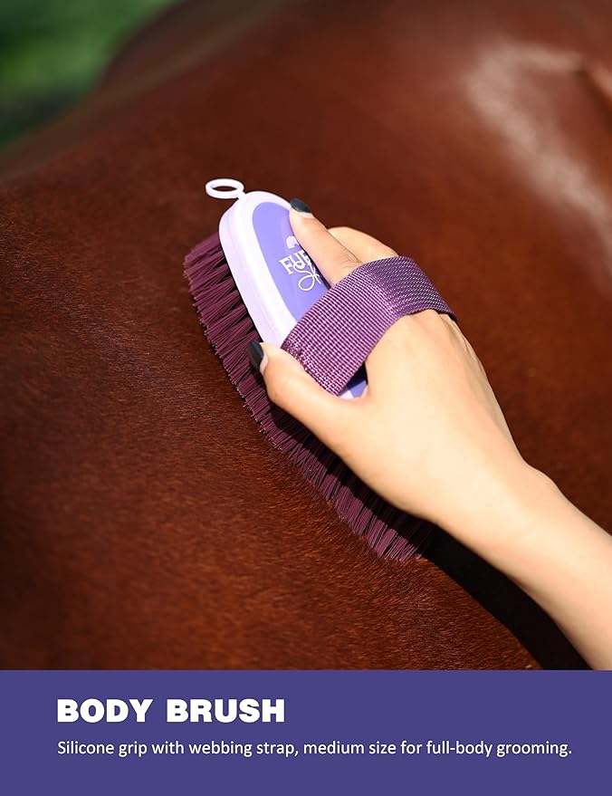 9PCS Horse Grooming Kit Curry Comb Sweat Scraper Horse Bathing Supplies Grooming Tools with Storage Bag Sugar Taro-PawvioPets