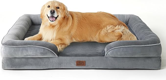 Bedsure XL Plus Orthopedic Dog Bed for Extra Large Dogs - Washable XLarge Dog Cat Bed Waterproof, Comfort Dogs Couch Sofa with Washable Removable Cover, Pet Bed with Nonskid Bottom, Grey, 48"-PawvioPets