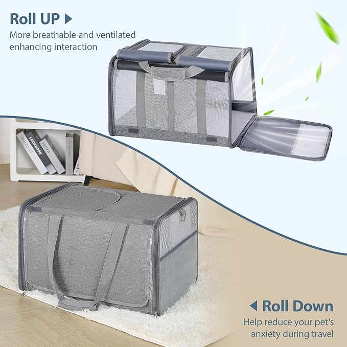 Cat Carrier for 2 Cats – Large Soft-Sided Pet Travel Carrier, Dual Compartments, Privacy Protection, Dog Carrier for Small/Medium Dogs, Home & Outdoor Use-PawvioPets