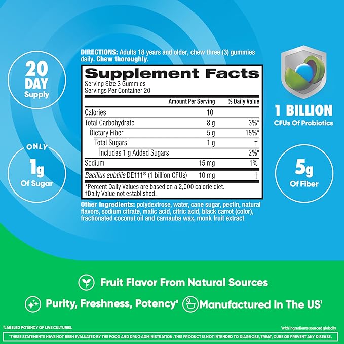 Digestive Advantage Prebiotic Fiber Gummies + Probiotics for Gut Health, 5g Prebiotic Fiber Plus 1 Billion CFU Probiotic, Supports Digestive Health & Regularity, (60ct Bottle) Strawberry Flavor*-PawvioPets