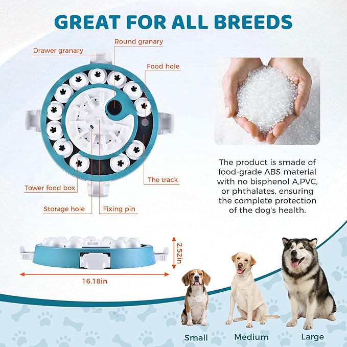 Dog Puzzle Toy Mental Stimulation - Level 3 in 1 Dogs Food Feeder Puzzle, Dog Treat Puzzle Feeder (Advanced-Mars Green Brainstorm)-PawvioPets