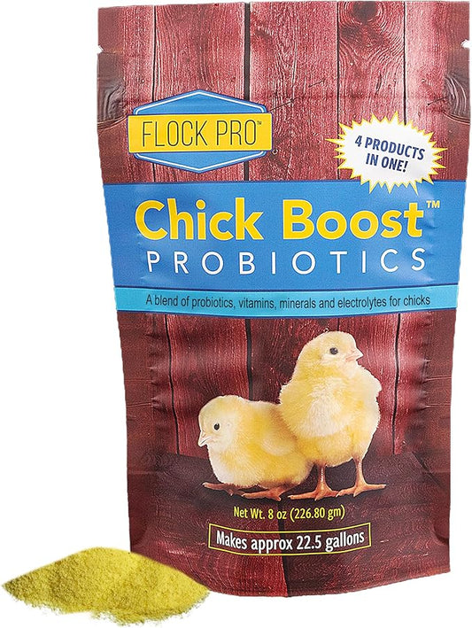 Equerry's Flock PRO Chick Boost Probiotic - Probiotics, Vitamins, Minerals and Electrolytes for Chickens | Chicken Vitamins and Supplements for All Poultry - 8oz-PawvioPets