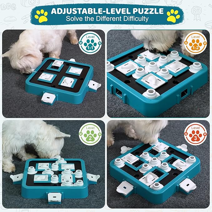 Dog Puzzle Toy Mental Stimulation - Level 3 in 1 Dogs Food Feeder Puzzle, Dog Treat Puzzle Feeder (Advanced-Mars Green Board)-PawvioPets