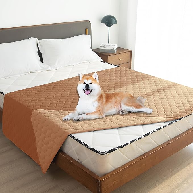 gogobunny 100% Double-Sided Waterproof Dog Bed Cover Pet Blanket Sofa Couch Furniture Protector for Puppy Large Dog Cat, Reversible (82x120 Inch (Pack of 1), Dark Pumpkin/Light Pumpkin)-PawvioPets
