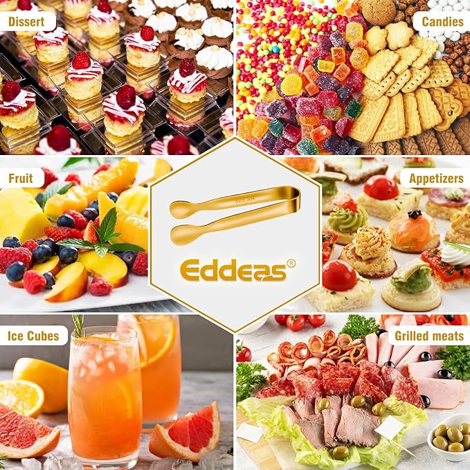 12 PCS Small Serving Tongs, 4.3" Mini Gold Tongs, Gold Kitchen Tongs for Serving Food, Coffee Bar, Tea Party, Desserts Party and Ice Bucket-PawvioPets