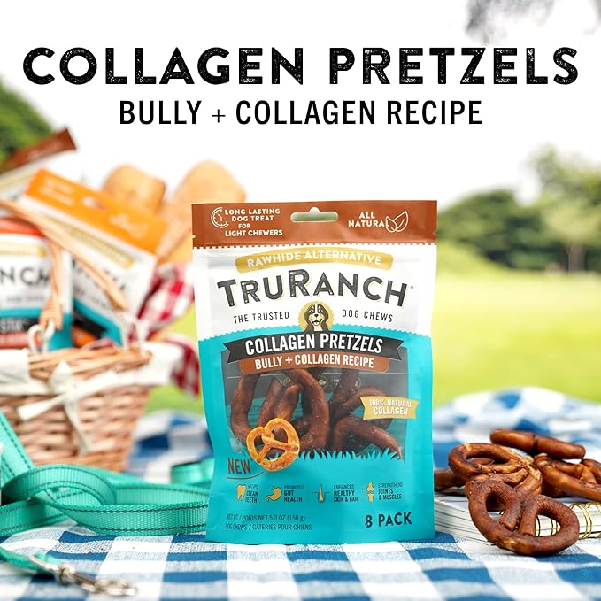 Collagen Pretzels, Bully - Collagen Dog Treats - Dog Pretzel Treats - Long Lasting Healthy Joint Support - Rawhide Alternative - Skin & Coat Health, Value Pack, 3 Bags, 24 Count-PawvioPets
