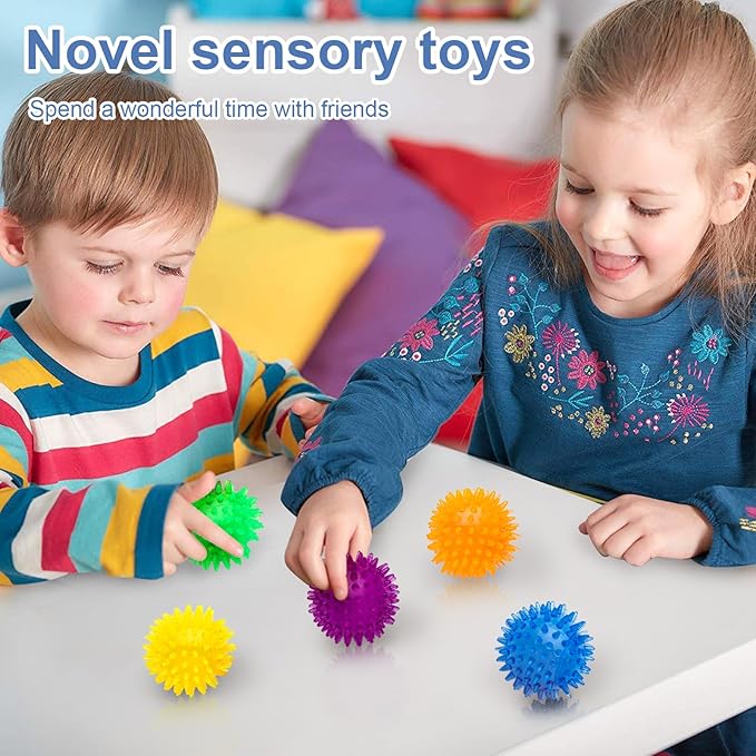 18pcs Fidget Spiky Ball Toys Stress Relief Sensory Toy for Kids Adults Toddlers, Squishy Squeeze Ball for Party Favors, Pinata Fillers, Goodie Bag Stuffers-PawvioPets