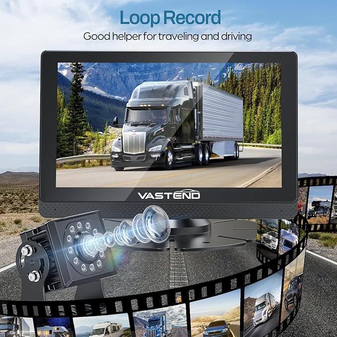 1080P Backup Camera for Truck, 7" IPS Touchscreen Monitor Front and Rear View Dual Cameras, IP69 Waterproof, IR Night Vision for Truck, Trailer, Camper, Included 32GB Card-PawvioPets