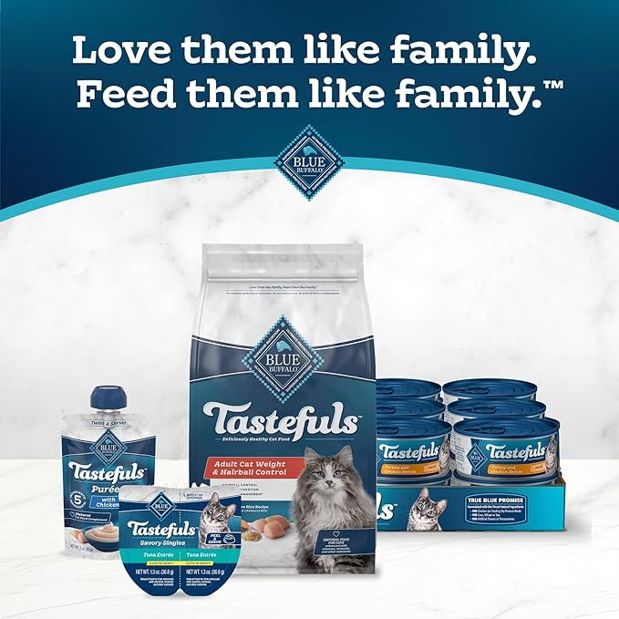Blue Buffalo Tastefuls Weight & Hairball Control Natural Dry Food for Adult Cats, 3-lb. Bag-PawvioPets