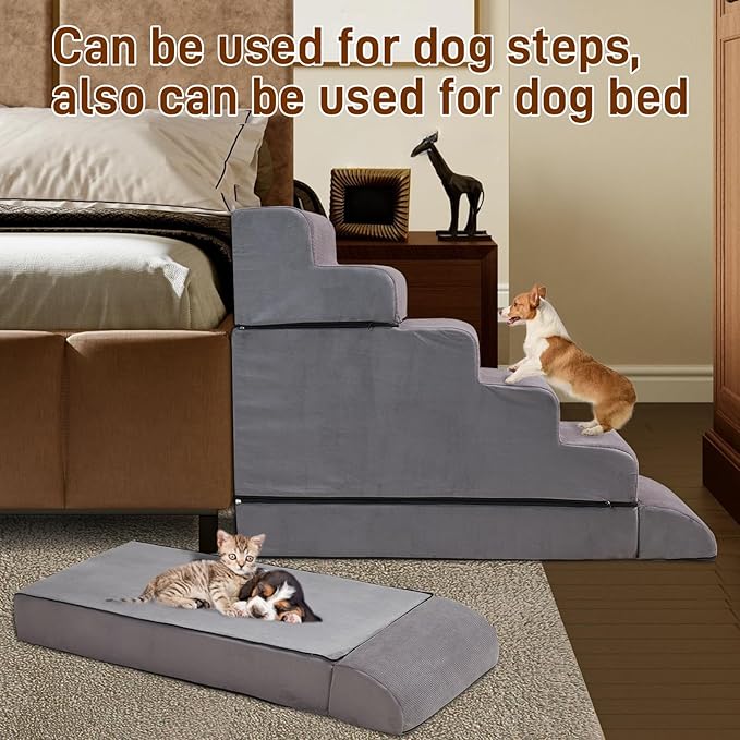24-30inches High Dog Stairs & Steps for High Beds Tall, LitaiL 29inch 6 Steps Pet Stairs/Steps for High Beds Large Dogs, Non-Slip Dog Ramps for Small Dogs, for Older Cats-PawvioPets