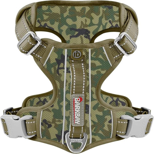 BARKBAY Dog Harness No Pull with ID Tag Pocket - Heavy Duty, Reflective, Easy Control for Large Dogs(Camo,XL)-PawvioPets
