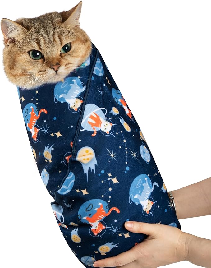 Cat Grooming Wrap,Anti-Escape Cat Wrap for Grooming,Self-Adherent Soft Cat Blanket to Wrap,Anti-Bite,Clip Nails,Anti-Scratch,Cat Calming Wrap,Cat Burrito Wrap,Swaddle Wrap Pet Tool Large Size-PawvioPets