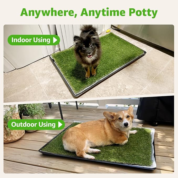 Dog Grass Large Potty Patch, Dog Litter Boxes Artificial Grass Bathroom Turf for Pet Training, Washable Puppy Pee Pad, Perfect Indoor/Outdoor Portable Potty Pet Loo-PawvioPets