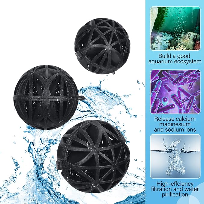 500 Pieces Bio Filter Balls Black Bio Balls for Aquarium Filter Pond Filter 1.02 Inch Internal Bioballs Filter Media with 5 Pieces Aquarium Filter Media Bags Mesh Bags with Zipper for Fish Tank Pond-PawvioPets