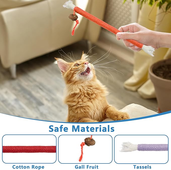 3pcs Safe Cat Rope Toy,Teeth Clean Toy for Cat, Cat Chew Toys for Indoor Cat,Kitten Interactive Toys-PawvioPets