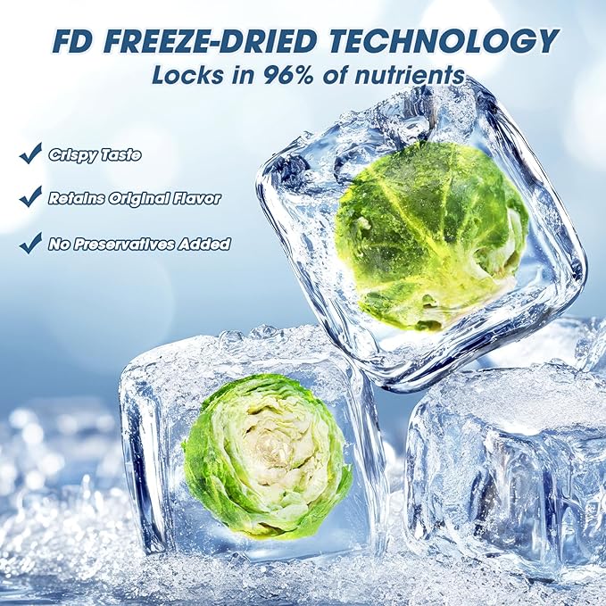 Abizoo Freeze Dried Brussels Sprouts Rabbit and Hamster Chew Treats Resealable Jar for Hamsters Bunny Guinea Pigs Groundhogs Natural Fiber Vitamin Snacks-PawvioPets