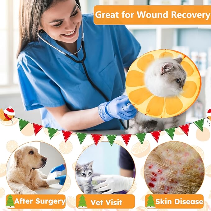 Cat Cone Collar Soft, Waterproof Cat Recovery Collar for Wound Healing Cute Cat Donut Adjustable Cat Cones to Stop Licking Comfortable Neck Elizabethan Collars for Cats Kittens After Surgery-PawvioPets