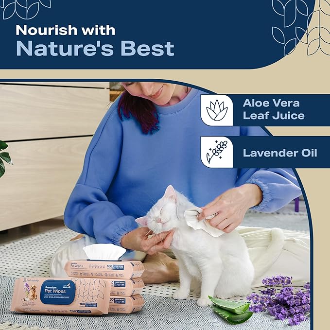 Dog Wipes for Paws and Butt - Plant Based Lavendar Scented (Pack of 400) - Pet Wipes for Dogs and Cats - Deodorizing Non Toxic Dog Wipes, +12 Additional Travel Wipes-PawvioPets