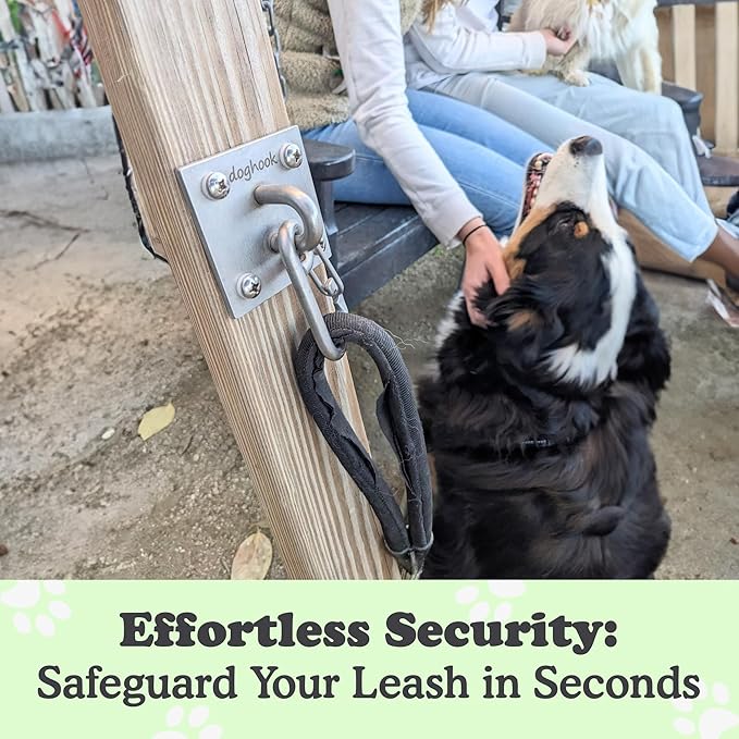 Canine Hitch- Secure Dog Leash Parking Indoor- Outdoor Wall Hook with EZ Clip - Tie Out Stainless Steel - Practical Lead Management for Home & Business-PawvioPets