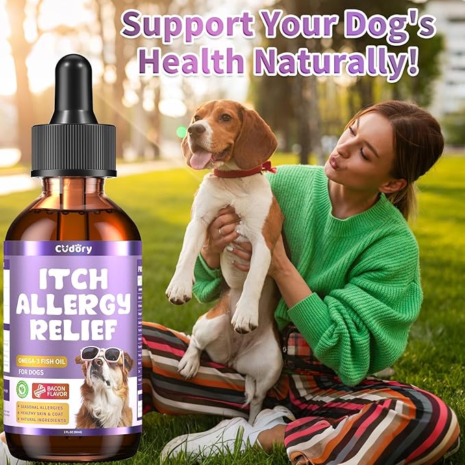 Dog Allergy Relief Drops, Skin & Coat Support with Fish Oil and Omega-3, Natural Immune Supplement for Dogs – Seasonal Allergy & Itchy Skin Care – Soothes Sensitive Skin, Itch Relief for Dog, 2 Fl oz-PawvioPets