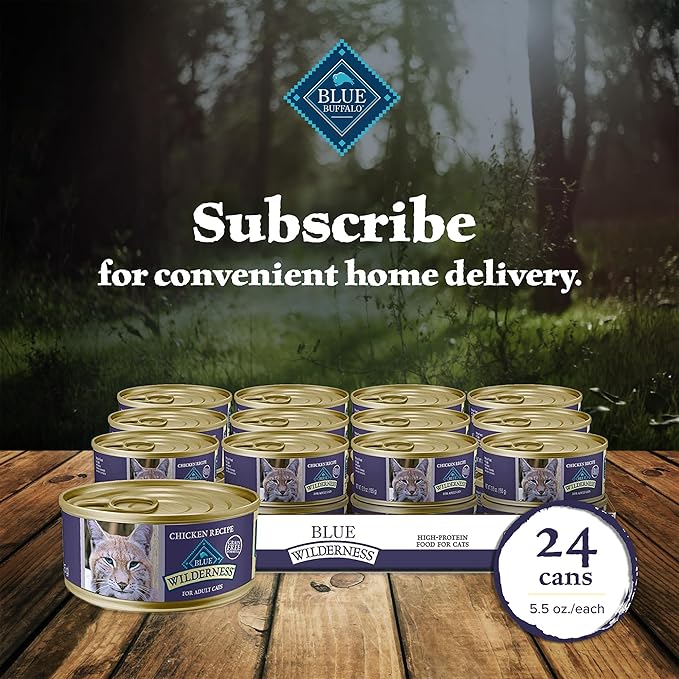 Blue Buffalo Wilderness Natural Wet Cat Food Paté, High-Protein & Grain-Free Recipe, Chicken, 5.5-oz. Cans (24 Count)-PawvioPets