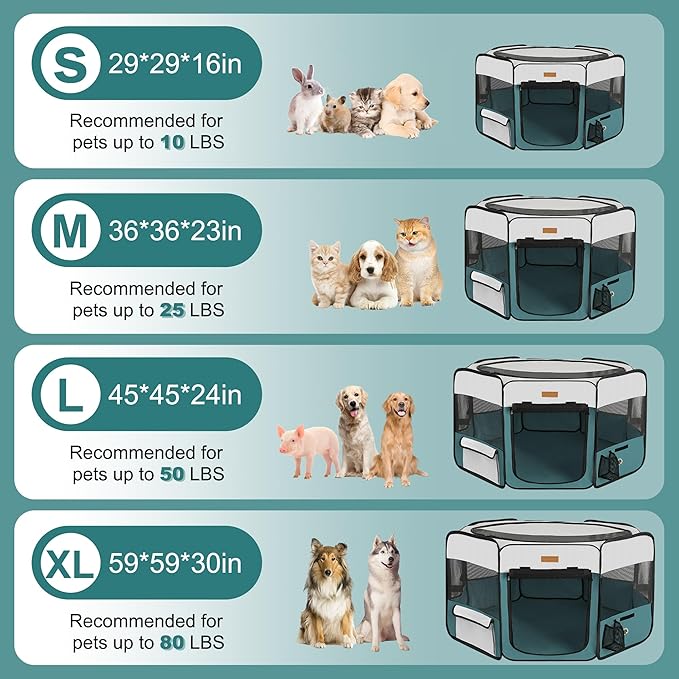 Dog Playpen, Portable Pet Play Pen for Cat, Puppies, Rabbits, Chickens, Foldable Large-Capacity Pet Tent for Indoor/Outdoor Travel Camping Blue-PawvioPets