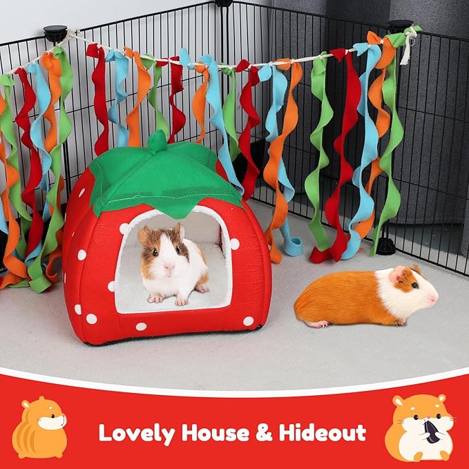 BWOGUE Guinea Pig House Bed Cozy Hamster Cave Large Hideout for Dwarf Rabbits Hedgehog Bearded Dragon Winter Nest Hamster Cage Accessories-PawvioPets
