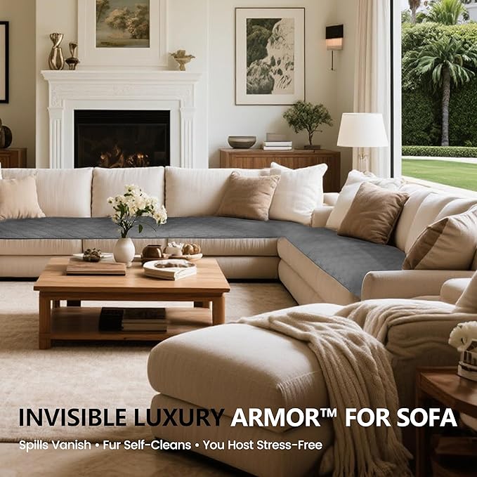 gogobunny 3X Stronger Waterproof Pet Blanket, Scratch Proof Furniture Protector for Dogs Cats, Reversible Cover 52x82 Inch, Dark Grey/Light Grey-PawvioPets