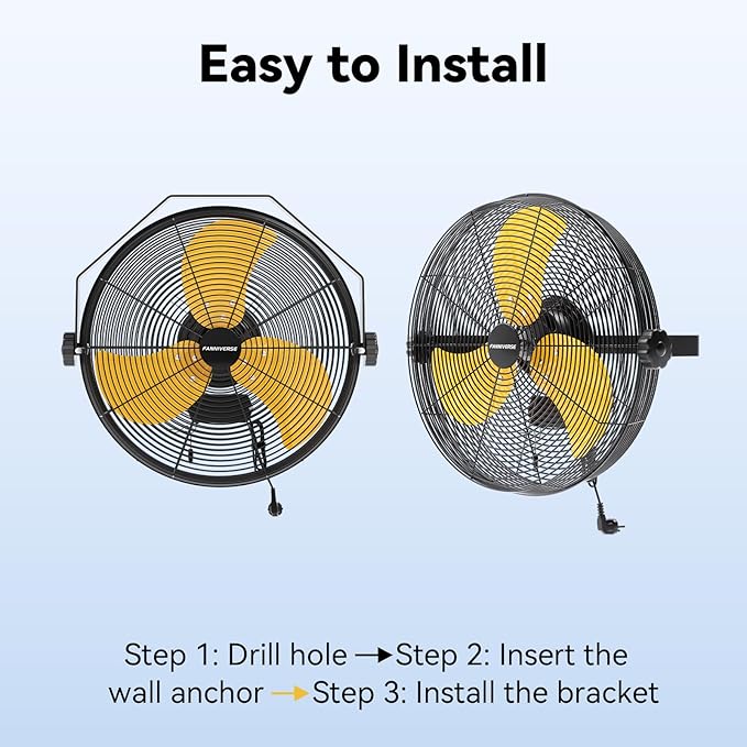 2PCS 18 Inch Wall Fan Pro Series - 4900 CFM 3 Speed High Velocity Industrial Wall Mount Fans for Commercial, Residential, Warehouse, Covered Patio, Shop, Garage, Barn, Gazebo UL Safety Listed-PawvioPets