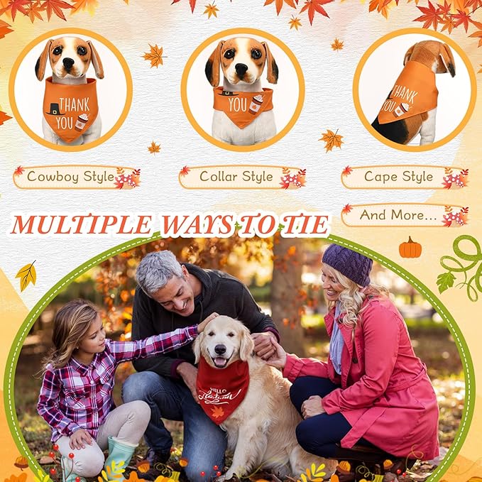 200 Pcs Fall Thanksgiving Dog Bandana Bulk with Sayings Pet Triangle Scarf Bibs Washable Puppy Kerchief Adjustable Grooming Supplies for Small Medium Large Dog Cat Costume Accessories-PawvioPets