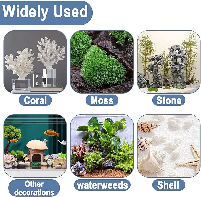 6 PCS Aquarium Glue,Aquarium Aquascape Aquatic Plants Coral Glue，Safe and Quick-Drying ，Reef Glue Suitable for Aquatic Plants, Moss, Coral, Stones, Shells，Fresh Water and Salt Water All Can Be Used-PawvioPets