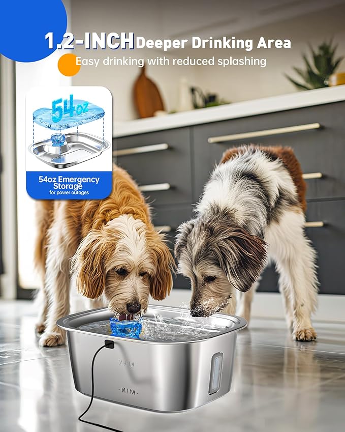 Dog Water Fountain for Large Dogs Stainless Steel, 3Gal Extra Large Dog Water Bowl Dispenser with 2 Filters & Visual Window, Automatic Filtered Pet Fountain Indoor, Quiet Safe Pump with LED Indicator-PawvioPets