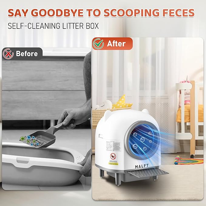 Automatic Cat Litter Box 90L –Self-Cleaning Cat Litter Box, Smart APP Monitoring, Safety Sensors, Low-Noise Cleaning, Large Capacity for Multiple Cats (Includes Mat & Waste Bags)-PawvioPets