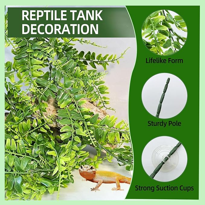 BNOSDM Reptile Vines, Bendable Jungle Climbing Vine with Moss,Terrarium Plants Decor,Artificial Plants Tank Decorations Accessories for Bearded Dragons Chameleons Snakes Lizards Hermit Crabs-PawvioPets