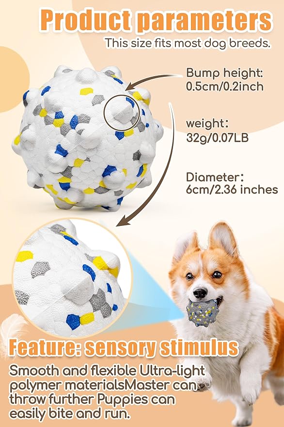 2.36'' Dog Balls for Dogs Aggressive Chewers Indestructible Tennis Durable Bouncy Interactive Dog Toy Balls for Fetch Game Floating Training(White Medium)-PawvioPets