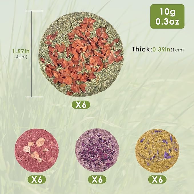 ERKOON 24Pcs Bunny Chew Toys, Small Animal Molar Toys Timothy Grass Beet Sweet Potato Pumpkin Cake Treats for Guinea Pig Hamster Bunny Chinchilla Gerbil, 100% Natural Rabbit Chews and Treats-PawvioPets