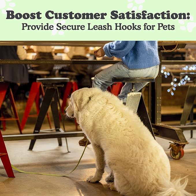 Canine Hitch- Secure Dog Leash Parking Mounted Indoor – Outdoor Wall Hook - Tie Out Stainless Steel Practical Lead Management for Home & Business, Slim Compact 6 Pack-PawvioPets