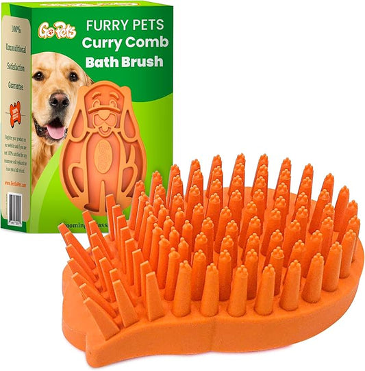 GoPets Curry Comb Bath Brush for Cleaning & Grooming, Silicone Shampoo Scrubber for Shedding & Massage, Rubber Dog Wash & Grooming Brush, Pet Bath Supplies for Long & Short Hair Dogs & Cats-PawvioPets