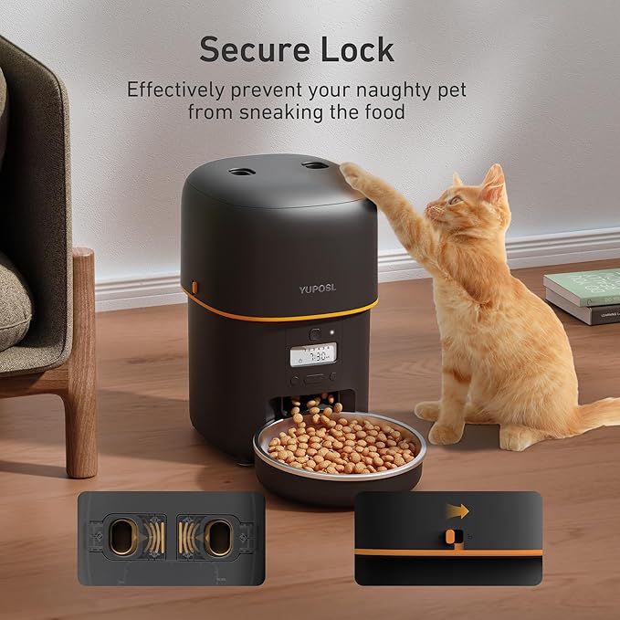 Automatic Cat Feeder - 2L Cat Food Dispenser, Timed Auto Pet Feeder with 180-day Battery Life, 1-6 Meals Per Day, 1-16 Portion, Desiccant Bag Keeps Dry Food Fresh, Also for Small Dogs-PawvioPets