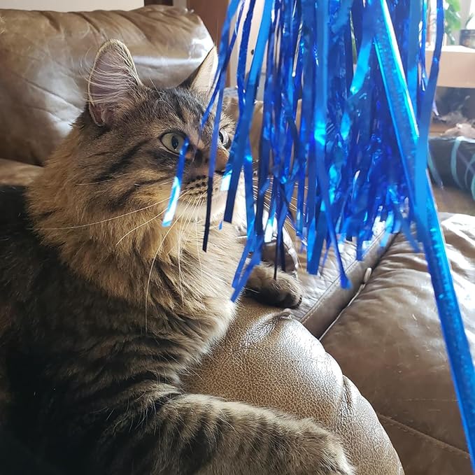 ADUCK Interactive Cat Teaser Wand Toy with Tassels - Durable Cat Chaser for Indoor Kitten Exercise, Boredom Relief & Training Play, Pack of 3 (Gold, Blue, Pink)-PawvioPets