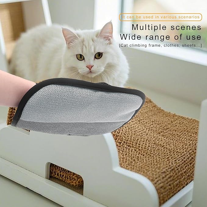 2 PCS Pet Hair Remover Glove Reusable cat and Dog Hair Remover Static dehairing Gloves for Sofas, Furniture, Carpets, car Seats, pet Grooming cat and Dog dehairing Tools-PawvioPets