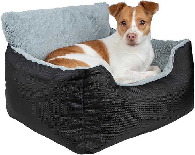 Best Pet Supplies Dog Pet Booster Seat, Dog Car Seats for Small Dogs & Medium Dogs, Soft Plush Cushion with Comfortable Bedding, Secure Straps, and Tall Pillow, Black-PawvioPets