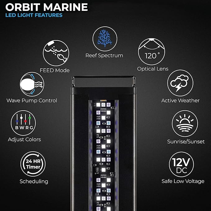 CURRENT USA 48"-60" Inch Orbit Marine LED Saltwater Reef Marine Aquarium Light with Bluetooth App Control | Wireless Lighting & eFlux Wave Pump Control for Fish Tank (4203)-PawvioPets