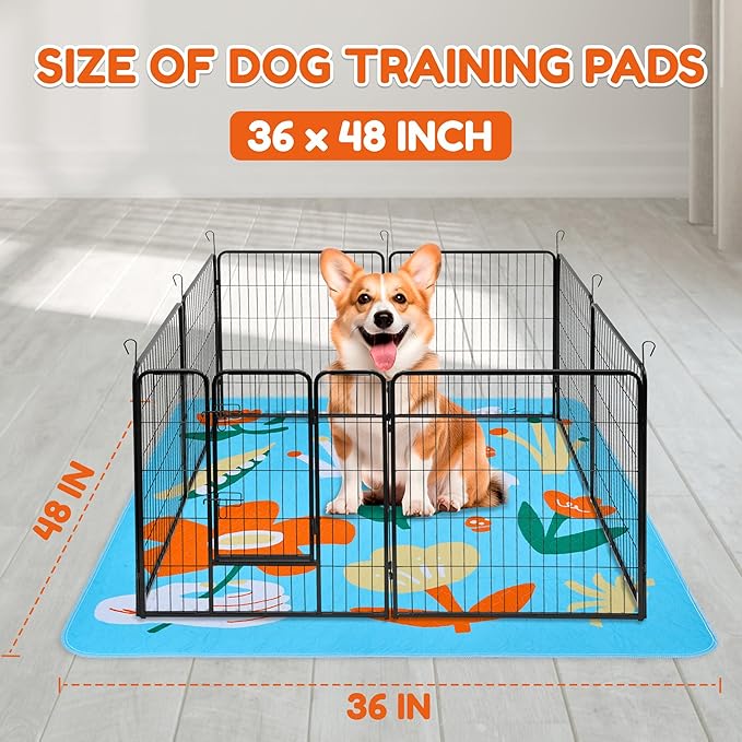 BurgeonNest Washable Pee Pads for Dogs, 2 Pack 36''x48'' Super Absorbent, Leakproof & Non-Slip Reusable Potty Pads for Puppy Playpen, Crate, Whelping Box, Potty Training, Blue-PawvioPets