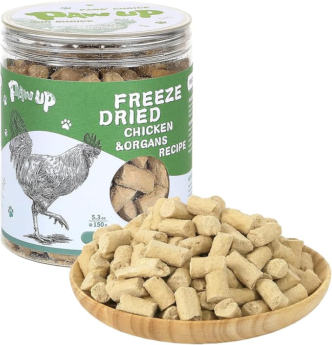 Freeze Dried Dog Treats,Chicken Breast&Organs Recipe Raw Dog Food Topper, High Protein Freeze-Dried Food for Cats, Rawhide Free, Gluten&Grain Free, 5.3oz-PawvioPets