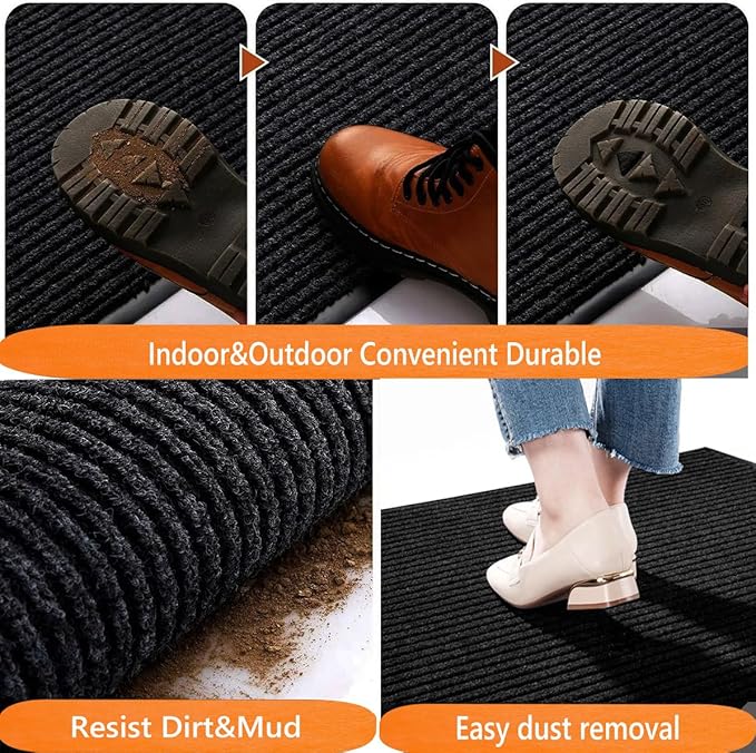 Door Floor Mat Commercial Grade Large Size 3' x 5'Heavy Duty Tough Entry Collection Slip Skid Entrance Mat with Rubber Backing Low Profile and Easy to Clean Indoor Outdoor Rug-PawvioPets
