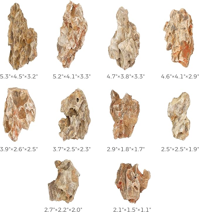 2-4 Inches Natural Dragon Stone 10 PCS Aquarium Rocks for Aquascaping, Aquarium Landscaping, Terrariums, Fish Tank Decoration, Vivariums, Paludarium, Reptile and Amphibian Enclosures-PawvioPets