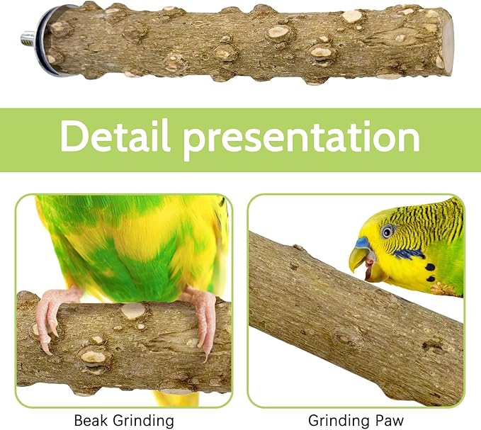 BNOSDM Natural Wood Bird Ladder Perch 6Pcs Parrot Stand Branches Climbing Chewing Stick Parakeet Swing Toys Cage Accessories Paw Grinding Fork Sets for Lovebirds Cockatiels Conure Budgies-PawvioPets