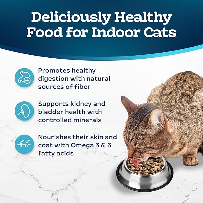 Blue Buffalo Tastefuls Adult Dry Cat Food Indoor Cat Formula, Made in the USA with Natural Ingredients, Chicken & Brown Rice Recipe, 3-lb. Bag-PawvioPets