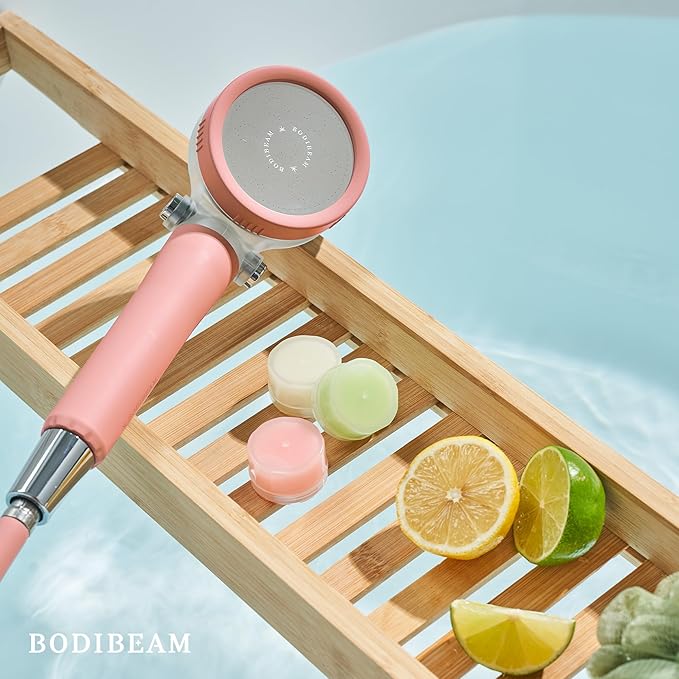 Filtered Handheld Shower Head with Vitamin C & Sediment Filter, High Pressure Water Flow, Water Saving, Reduces Chlorine for Dry Skin & Hair, On/Off Switch, Made in Korea, Spa-Like Shower- Peony Pink-PawvioPets
